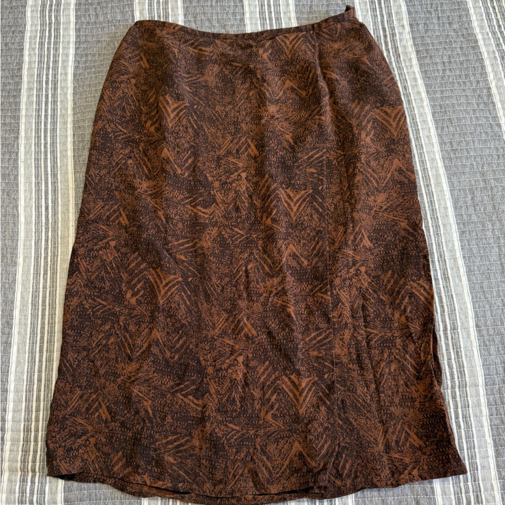Sigrid Olsen Brown Textured Petite Wrap Skirt